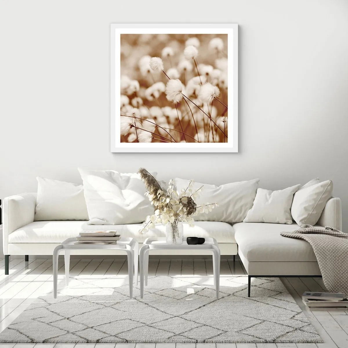 Poster in cornice bianca - Campo di morbidezza - 60x60 cm