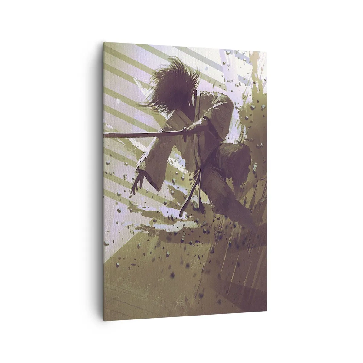 Quadro su tela - Stampe su Tela - Combattimento dinamico tra due personaggi in stile futuristico - 80x120cm - Anche tu puoi essere un samurai - Decorazione murale moderna per soggiorno e camera da letto ARTTOR