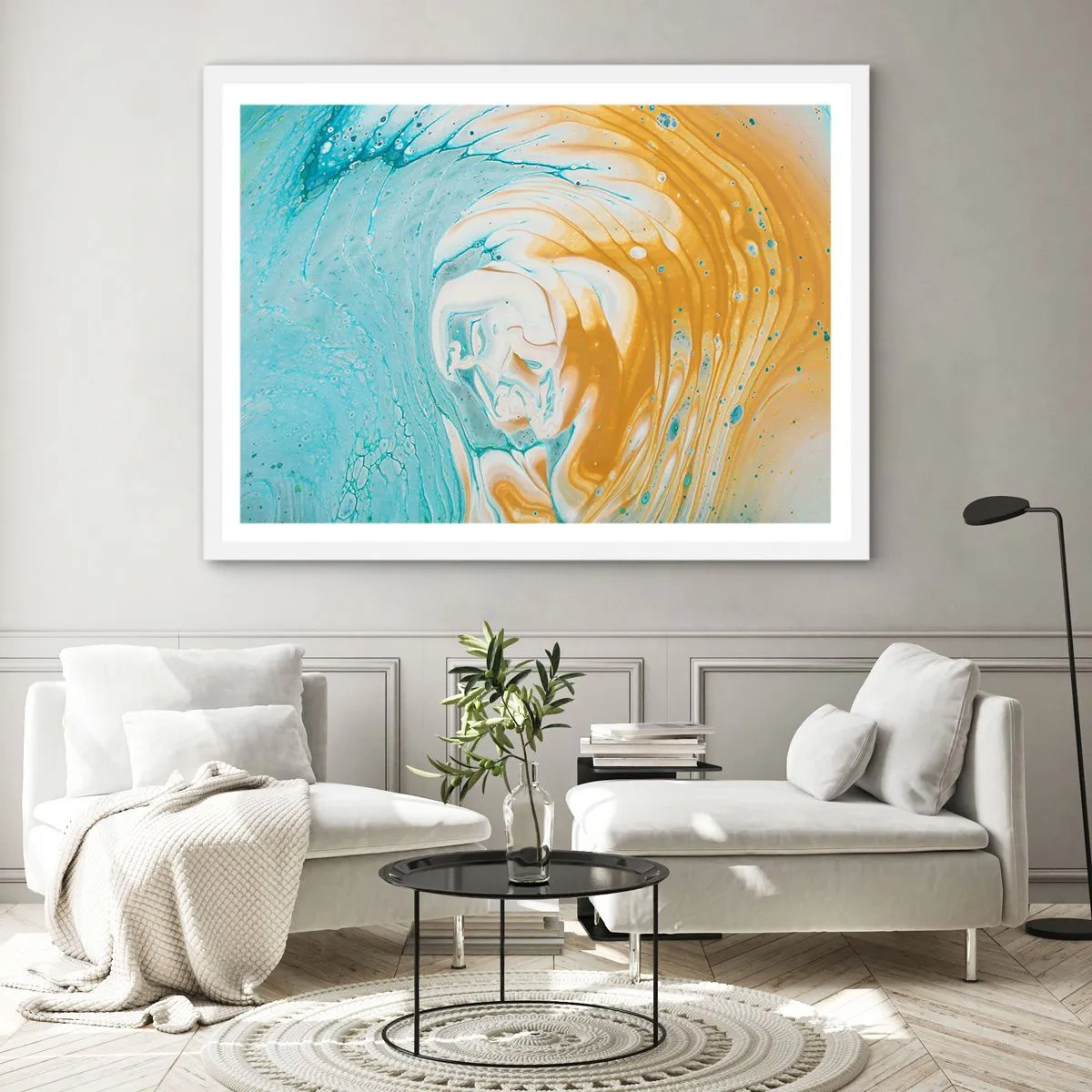Poster in cornice bianca - Vortice pastello - 91x61 cm