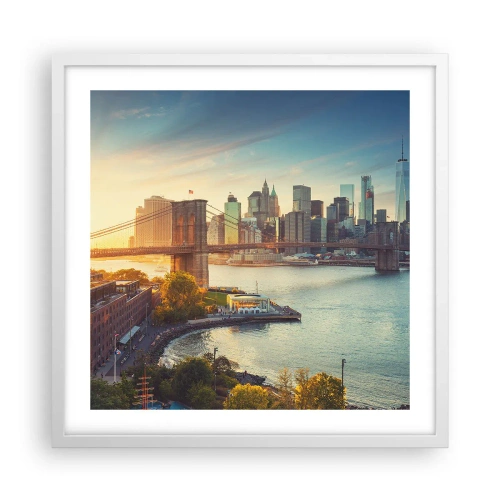 Poster in cornice bianca - L'alba nella grande città - 50x50 cm