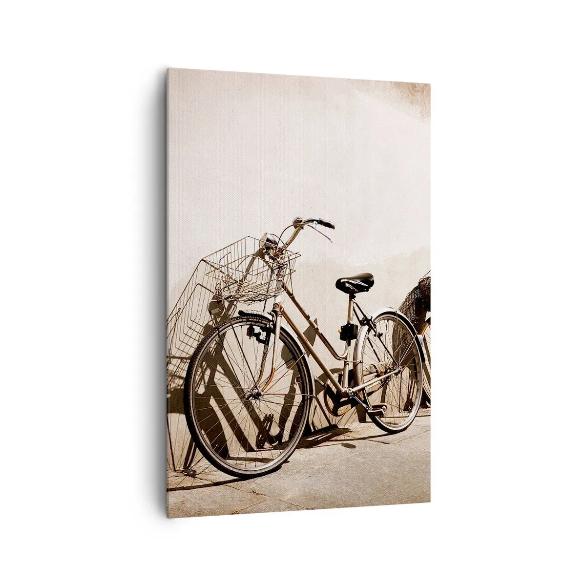 Quadro su tela - Stampe su Tela - Due biciclette appoggiate a un vecchio muro in stile retrò - 80x120cm - L'indimenticabile bellezza del passato - Decorazione murale moderna per soggiorno e camera da letto ARTTOR