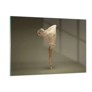 Quadro su vetro - Una ballerina in una posa delicata con il velo sollevato - 120x80cm - Adesso vola via - Decorazione murale moderna per soggiorno e camera da letto ARTTOR
