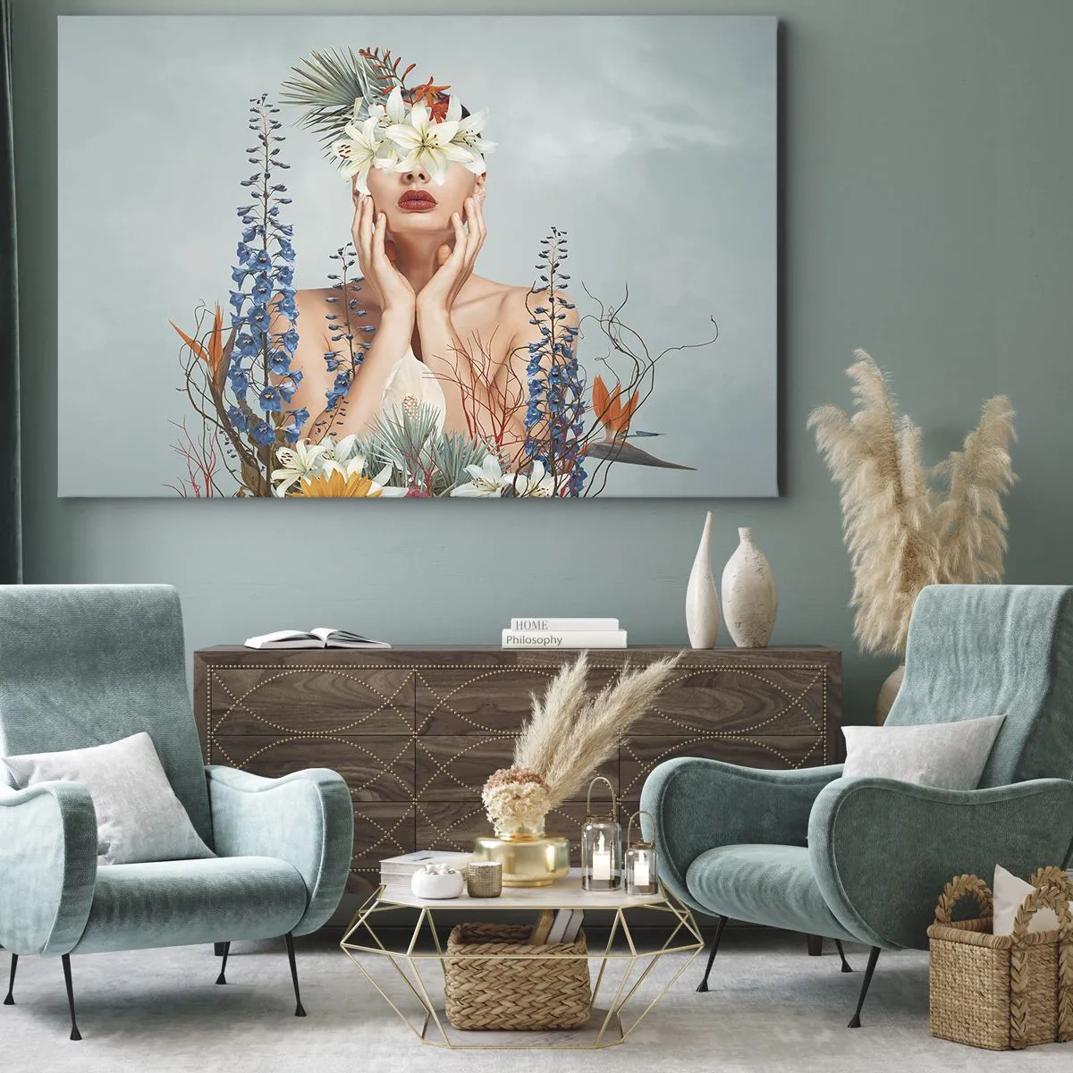 Quadro su tela - Stampe su Tela - Donna - fiore - 70x50 cm