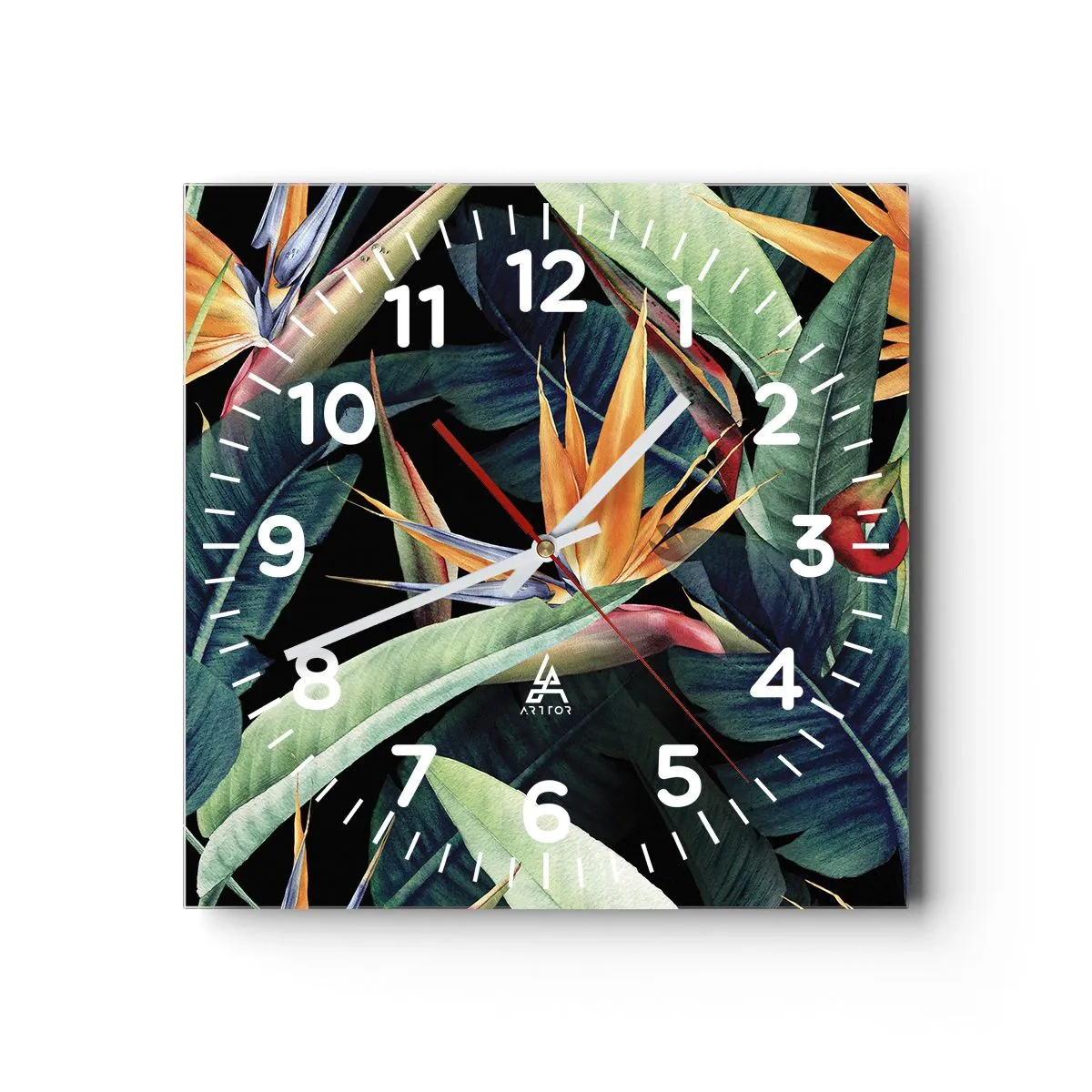 Orologio da parete - Orologio in Vetro - I fiori fiammeggianti dei tropici - 30x30 cm