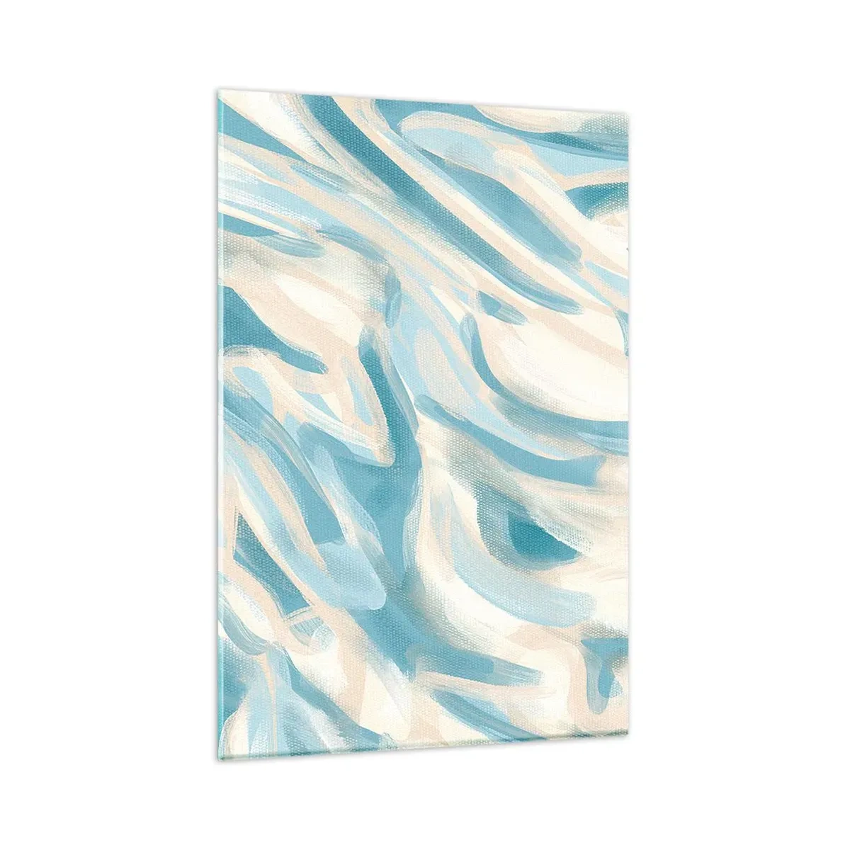 Quadro su vetro - Striature blu astratte su uno sfondo chiaro - 80x120cm - Brezze primaverili - Decorazione murale moderna per soggiorno e camera da letto ARTTOR