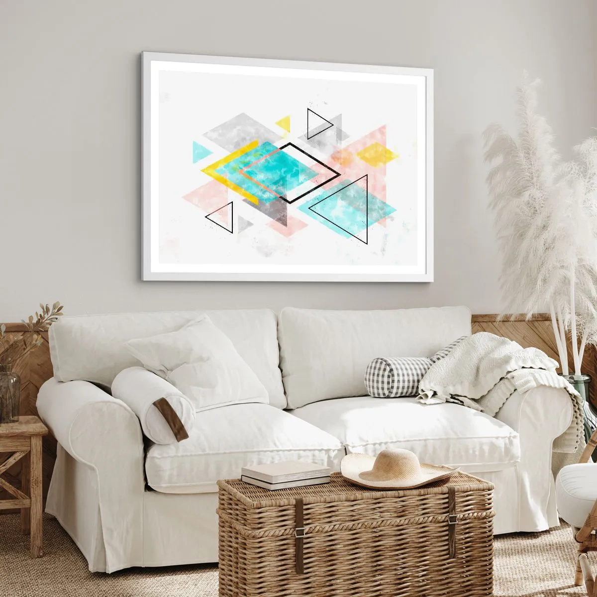 Poster in cornice bianca - Gioco geometrico - 91x61 cm