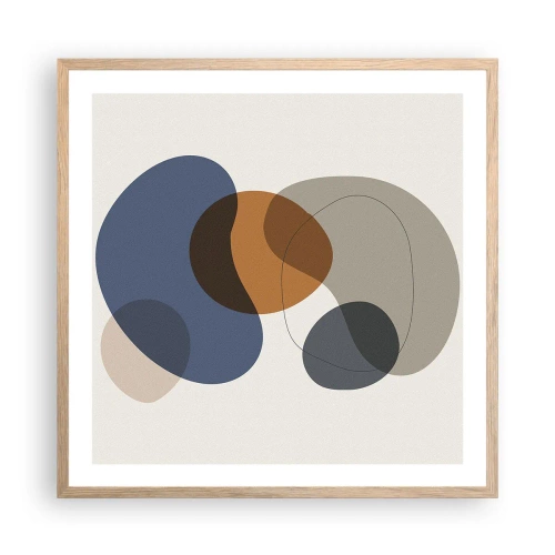 Poster in cornice rovere chiaro - Gocce di colore - 60x60 cm