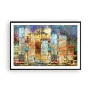 Poster in cornice nera - Metropoli nel sole - 91x61 cm