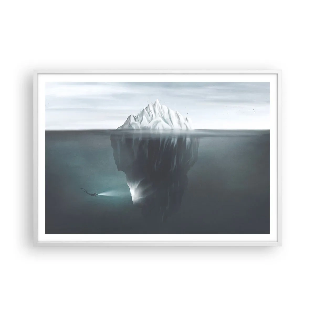 Poster in cornice bianca - Mistero sottomarino - 100x70 cm