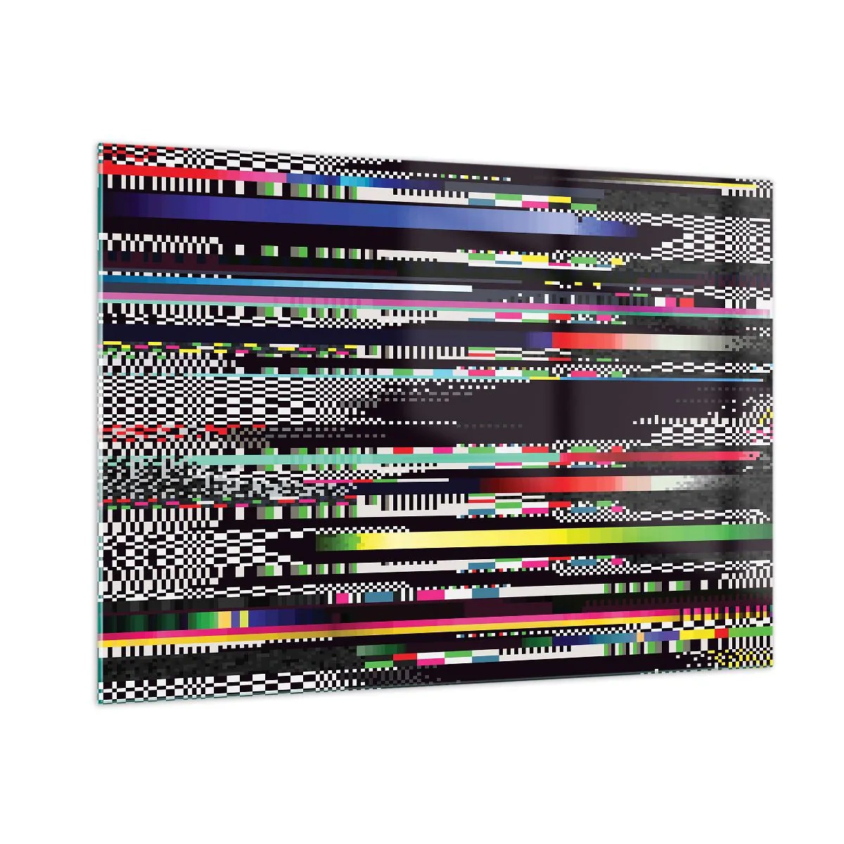 Quadro su vetro - Grafica glitch in stile digitale astratto - 100x70cm - Immagine di prova della realtà - Decorazione murale moderna per soggiorno e camera da letto ARTTOR