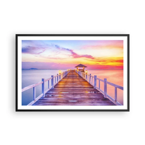 Poster in cornice nera - Silenzio della sera in lilla e oro - 91x61 cm