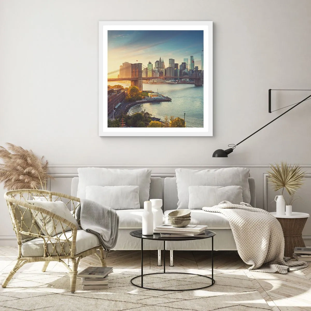 Poster in cornice bianca - L'alba nella grande città - 30x30 cm