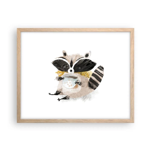 Poster in cornice rovere chiaro - Il mio amico procione - 50x40 cm