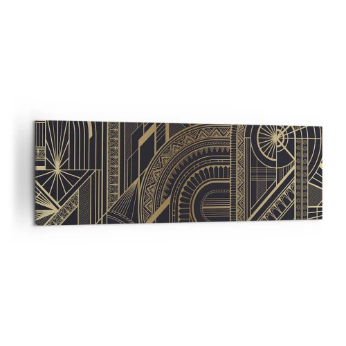 Quadro su tela - Stampe su Tela - Motivi geometrici dorati su sfondo nero in stile Art Déco - 160x50cm - Concetti, idee, progetti - Decorazione murale moderna per soggiorno e camera da letto ARTTOR