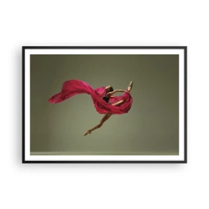 Poster in cornice nera - Ballerina in posa dinamica con tessuto rosa - 100x70cm - Fiamma danzante - Decorazione murale moderna per soggiorno e camera da letto ARTTOR