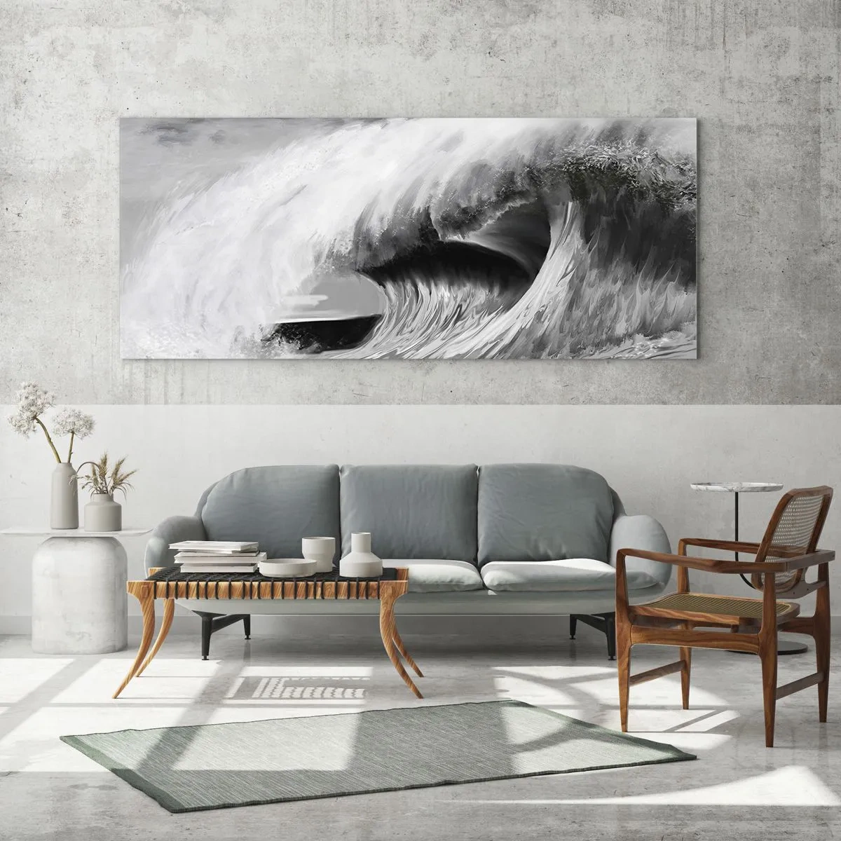 Quadro su vetro - La furia dell'oceano - 100x40 cm
