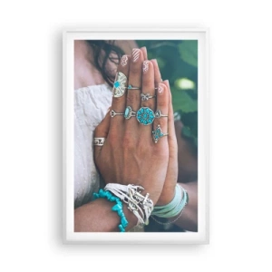 Poster in cornice bianca - Benvenuto al centro dell'essere - 61x91 cm