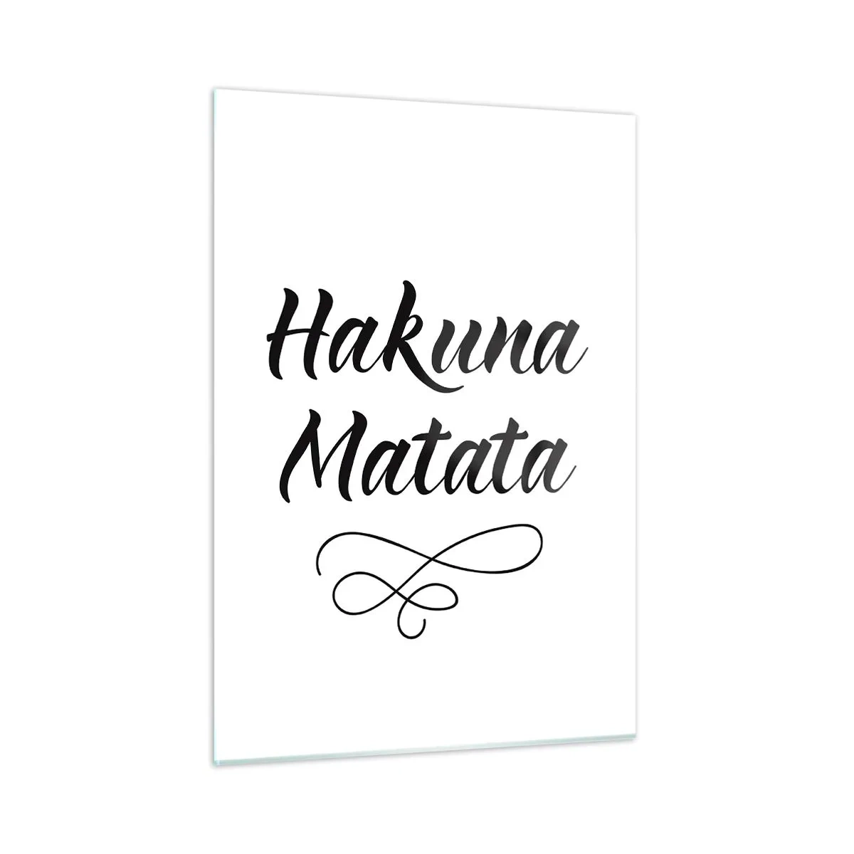 Quadro su vetro - Scritta Hakuna Matata con accento decorativo su sfondo bianco - 50x70cm - Il miglior consiglio - Decorazione murale moderna per soggiorno e camera da letto ARTTOR