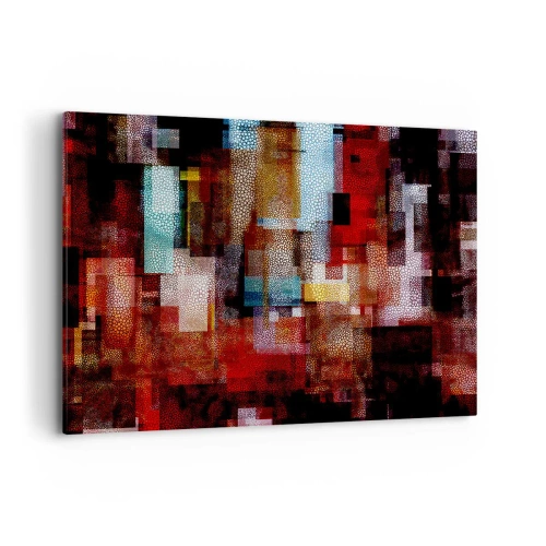 Quadro su tela - Stampe su Tela - Astrazione geometrica in intense tonalità di rosso - 100x70cm - Confusione aggrovigliata - Decorazione murale moderna per soggiorno e camera da letto ARTTOR