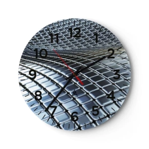 Orologio da parete - Orologio in Vetro - Onda metallica argentea - 30x30 cm