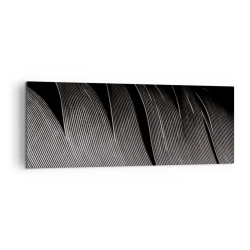 Quadro su tela - Stampe su Tela - Texture di piume bianche e nere in stile minimalista - 140x50cm - Piuma: struttura meravigliosa - Decorazione murale moderna per soggiorno e camera da letto ARTTOR