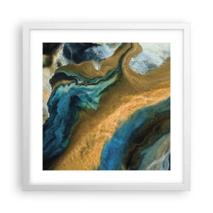 Poster in cornice bianca - Blu-oro: influenza reciproca - 40x40 cm