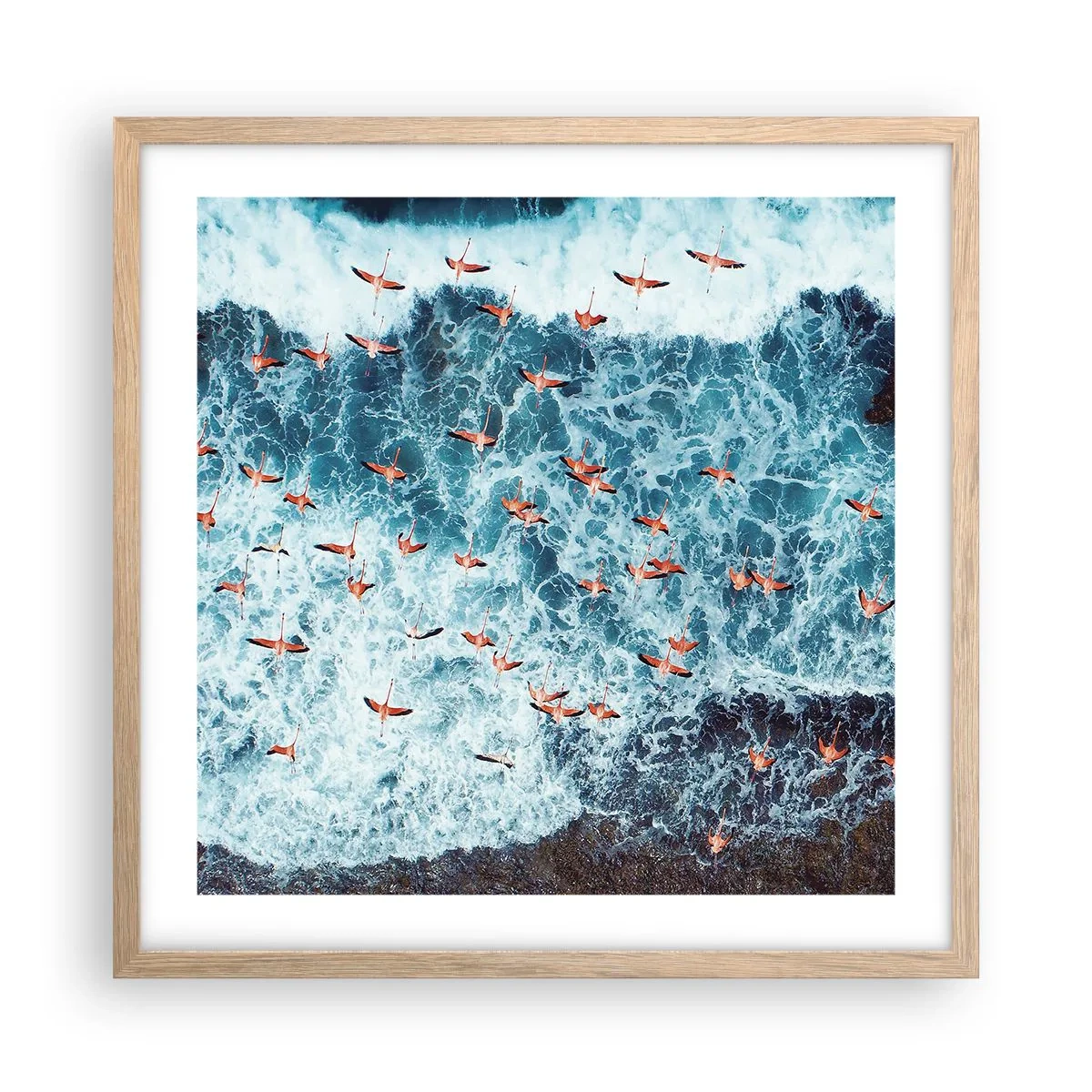 Poster in cornice rovere chiaro - Parata sotto il mare - 50x50 cm
