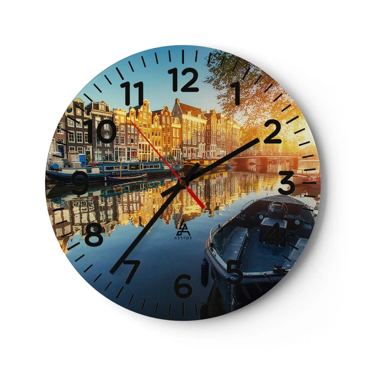 Orologio da parete - Orologio in Vetro - L'alba ad Amsterdam - 40x40 cm