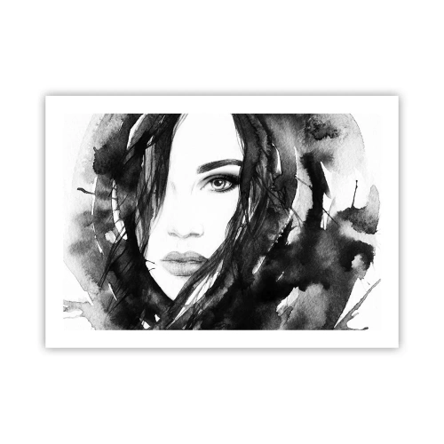 Poster - Ritratto di donna in bianco e nero - 70x50 cm
