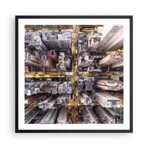 Poster in cornice nera - Saluti da Hong Kong - 60x60 cm