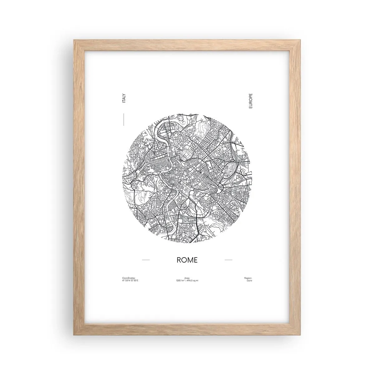 Poster in cornice rovere chiaro - Anatomia di Roma - 30x40 cm