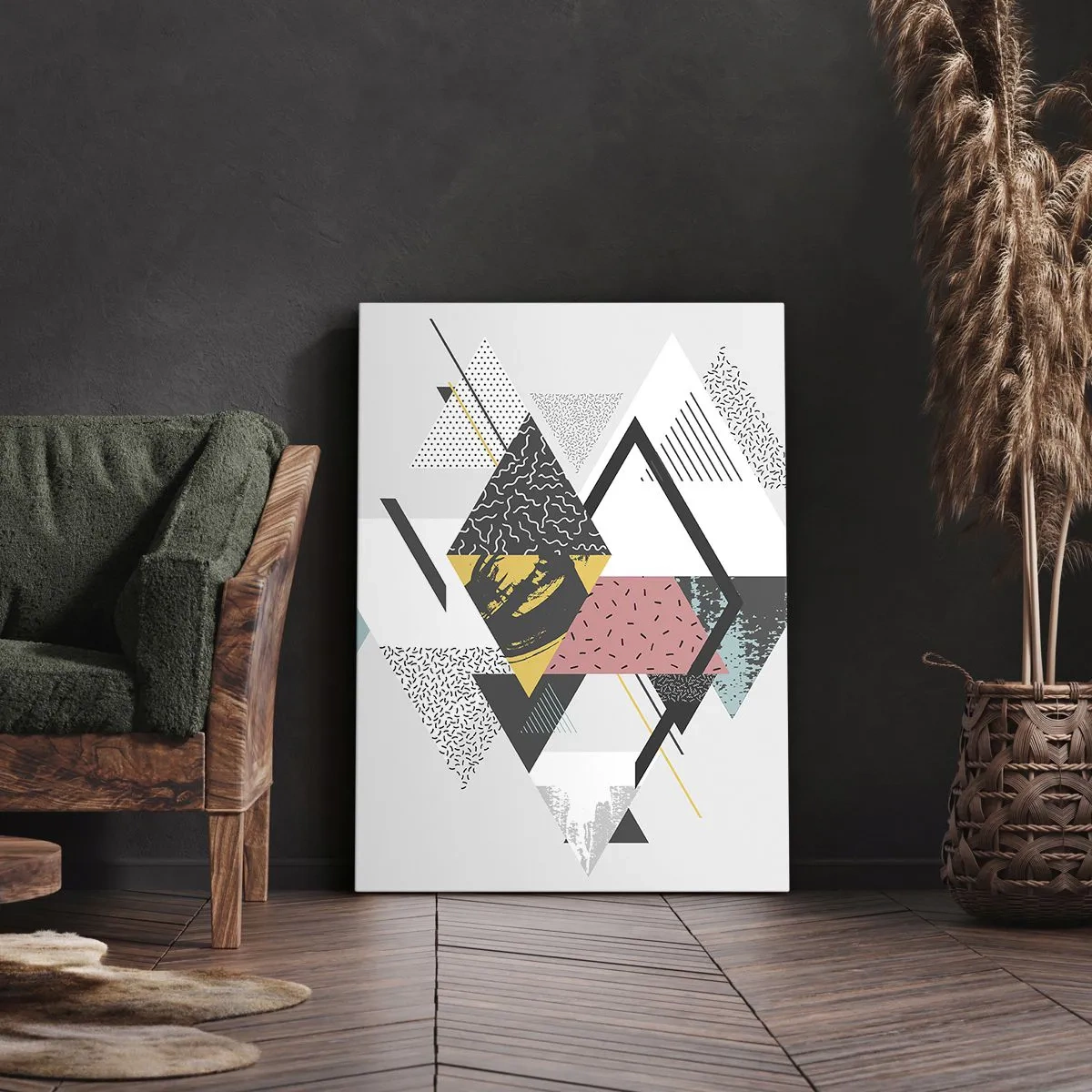 Quadro su tela - Stampe su Tela - Variazione con triangoli e rombi - 55x100 cm