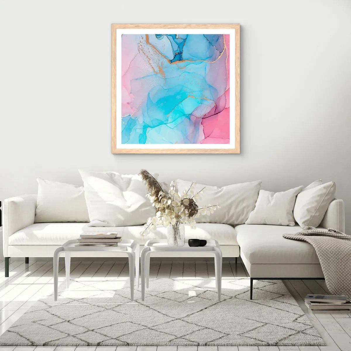 Poster in cornice rovere chiaro - Incontro e compenetrazione - 40x40 cm