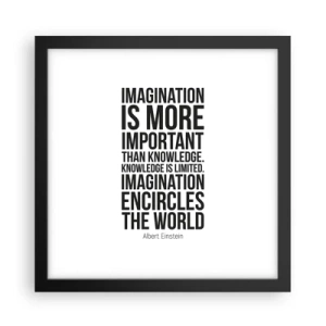 Poster in cornice nera - Einstein sul potere dell'immaginazione - 30x30 cm