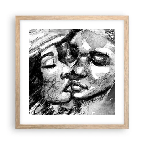 Poster in cornice rovere chiaro - Un attimo di tenerezza - 40x40 cm