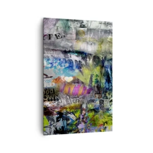 Quadro su tela - Stampe su Tela - Collage astratto con testo e vari colori - 80x120cm - Collage di ricordi - Decorazione murale moderna per soggiorno e camera da letto ARTTOR
