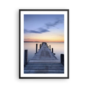Poster in cornice nera - Molo sul lago al tramonto - 50x70cm - La calma di un dolce tramonto - Decorazione murale moderna per soggiorno e camera da letto ARTTOR