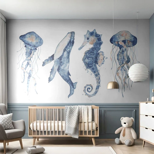 Fotomurali Autoadesivo Deluxe Sticker - Meraviglie del mare - Animali marini, Cavalluccio marino, Medusa - 300x210 cm