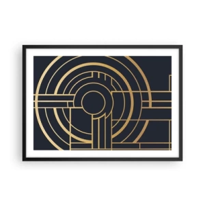 Poster in cornice nera - Motivo geometrico con linee dorate - 70x50cm - Il giro delle cose - Decorazione murale moderna per soggiorno e camera da letto ARTTOR
