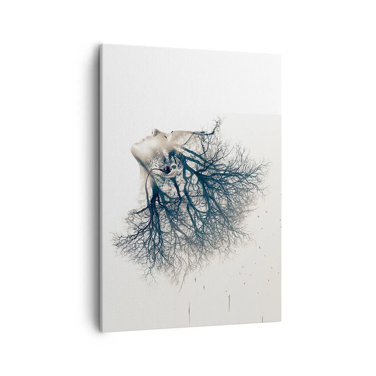 Quadro su tela - Stampe su Tela - Silhouette creativa di una donna e alberi - 50x70cm - In ascolto del sussurro dell'albero - Decorazione murale moderna per soggiorno e camera da letto ARTTOR