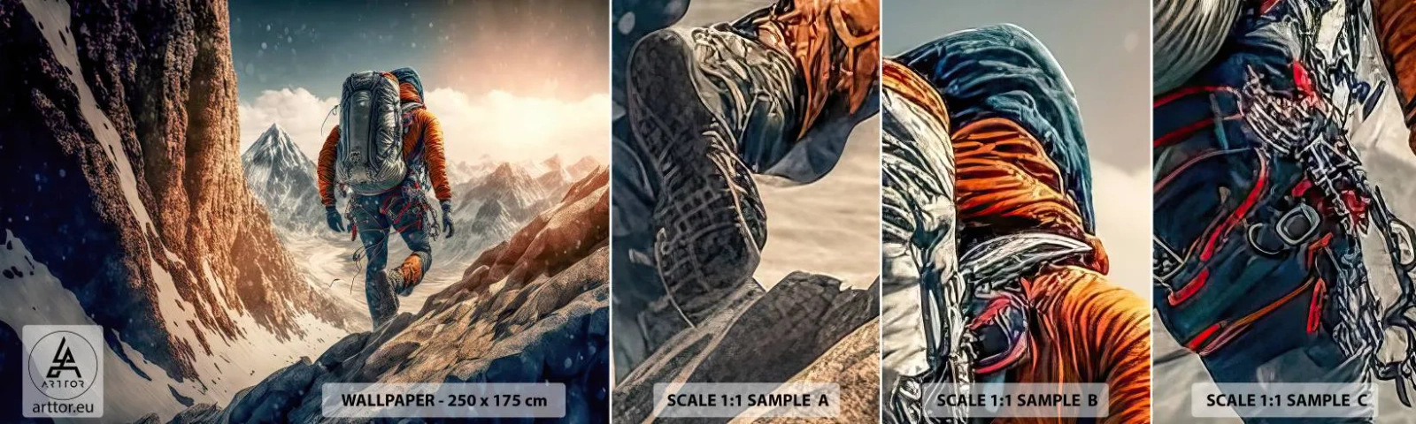 Campione di Fotomurale Adesivo Deluxe Sticker - Guerriero solitario - Alpi, Arrampicata, Montagne - 100x30 cm