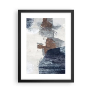 Poster in cornice nera - Forme blu e marroni - 30x40 cm