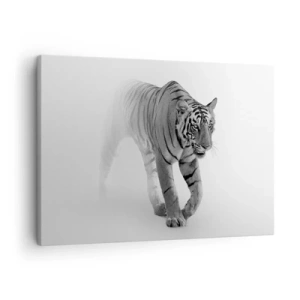 Quadro su tela - Stampe su Tela - Una tigre che emerge dalla nebbia - 70x50cm - Incantato nella nebbia - Decorazione murale moderna per soggiorno e camera da letto ARTTOR