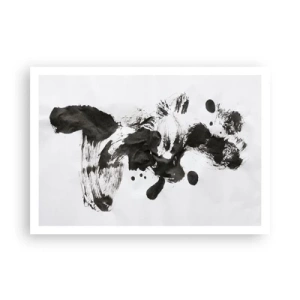 Poster - Composizione astratta di macchie nere su sfondo bianco - 100x70cm - C'è un senso nella follia? - Decorazione murale moderna per soggiorno e camera da letto ARTTOR