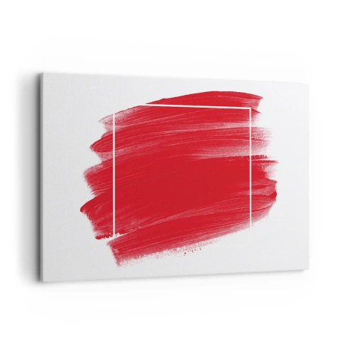 Quadro su tela - Stampe su Tela - Pennellata rossa con bordo bianco - 100x70cm - Fuori dagli schemi - Decorazione murale moderna per soggiorno e camera da letto ARTTOR