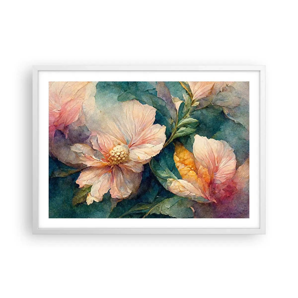 Poster in cornice bianca - Delicatezza pura - 70x50 cm