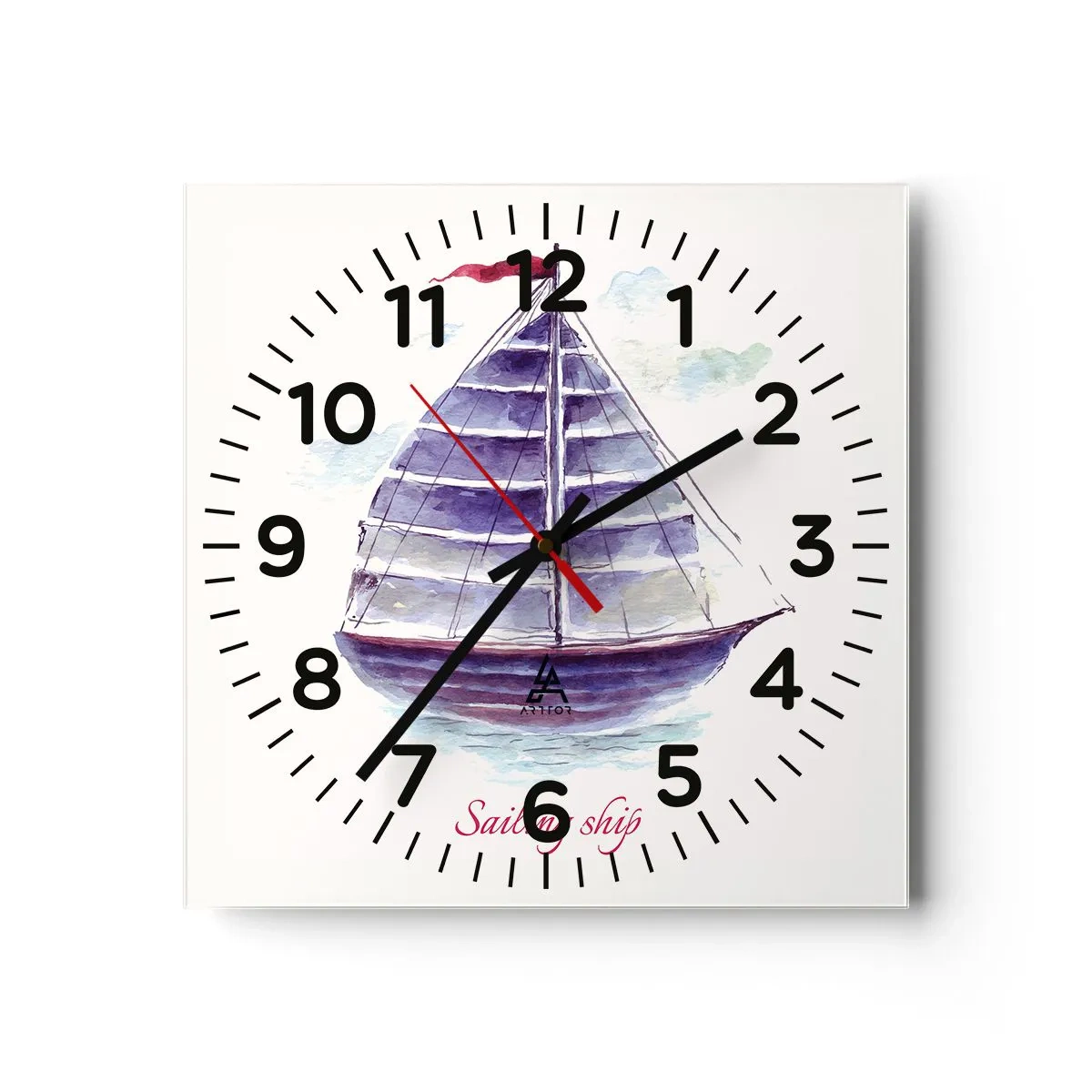 Orologio da parete - Orologio in Vetro - Gonfie vele e mare calmo - 40x40 cm