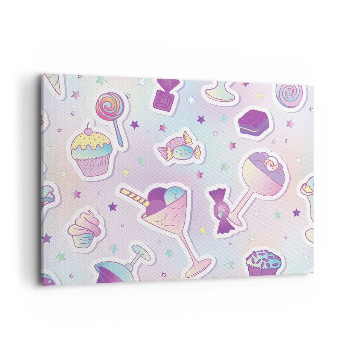Quadro su tela - Stampe su Tela - Motivi pastello con dolci e dessert - 100x70cm - Ogni giorno è il mio compleanno - Decorazione murale moderna per soggiorno e camera da letto ARTTOR