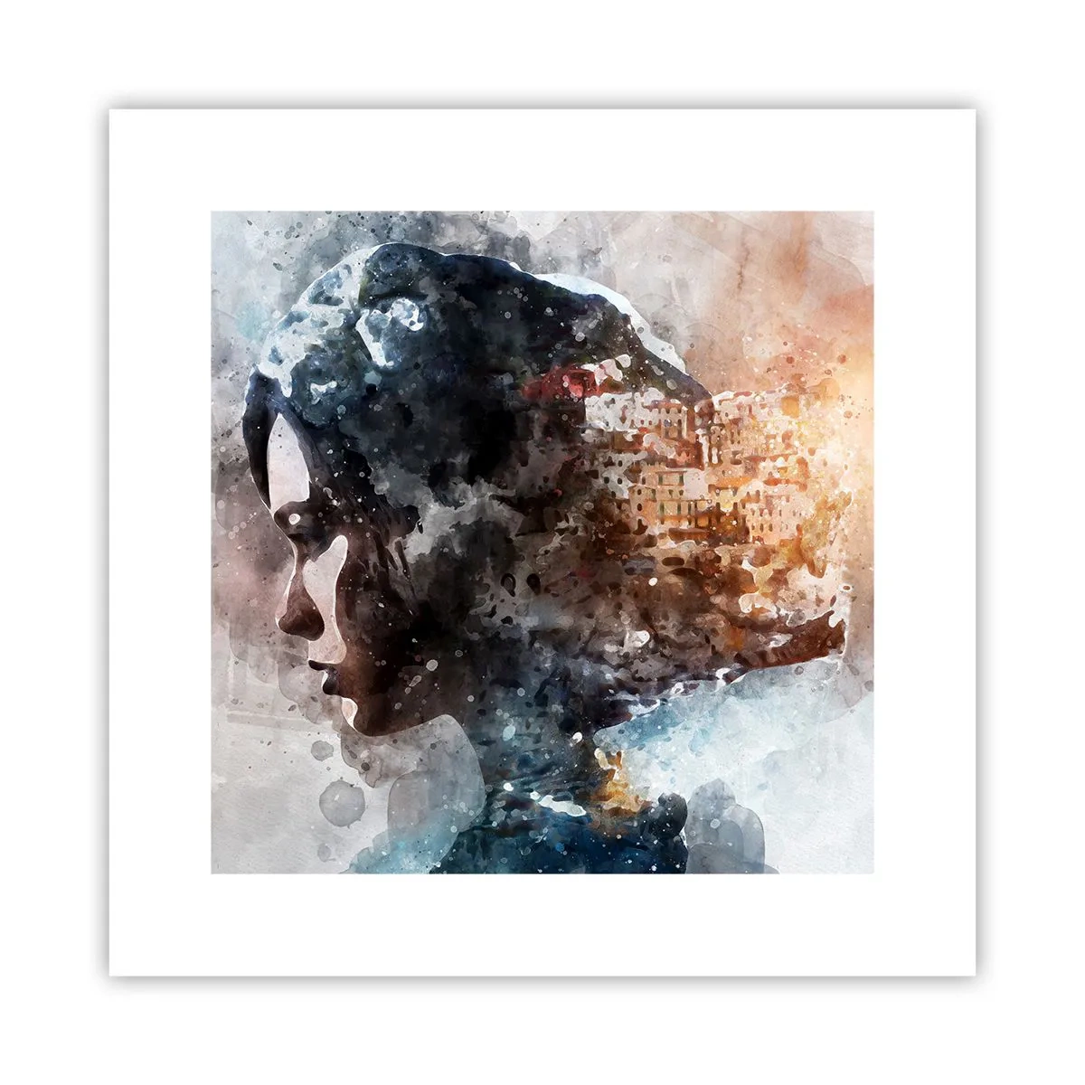 Poster - Racconto su una ragazza con città sullo sfondo - 30x30 cm