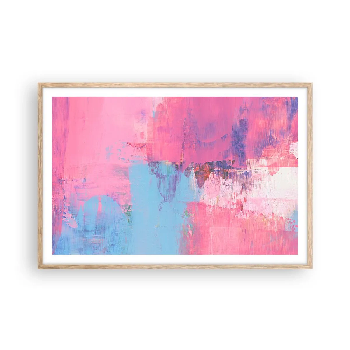 Poster in cornice rovere chiaro - Rosa, blu e un pizzico di luce - 91x61 cm